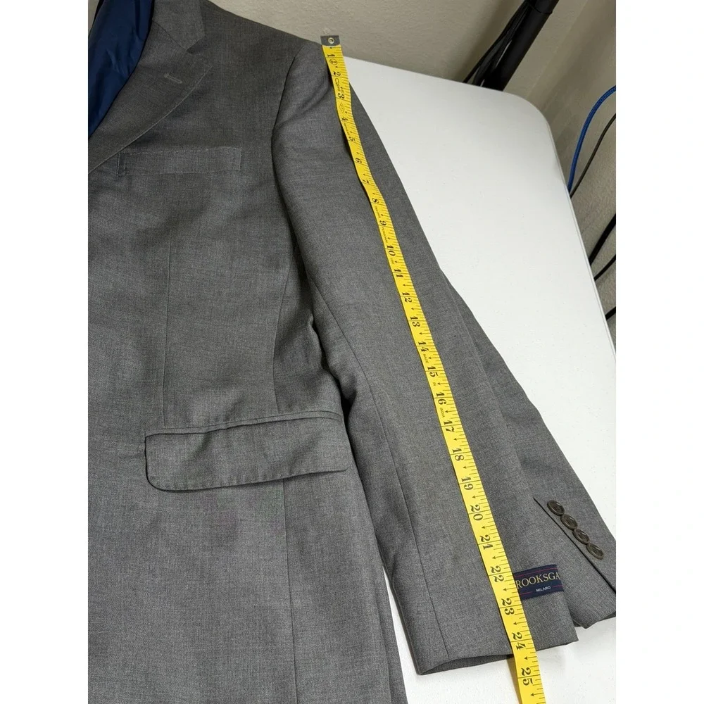 Brooks Brothers Blazer Mens 40R Gray Brooksgate Milano 100% Wool Business Office